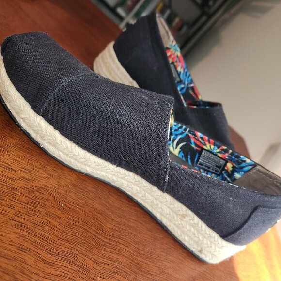 Sketchers Bobs Black Espadrille Wedge Style Sz 8.5 - Picture 4 of 11